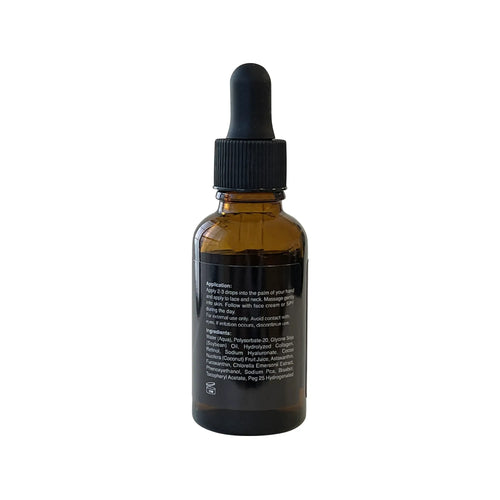 Luminara Collagen & Retinol Night Serum, back label with ingredients
