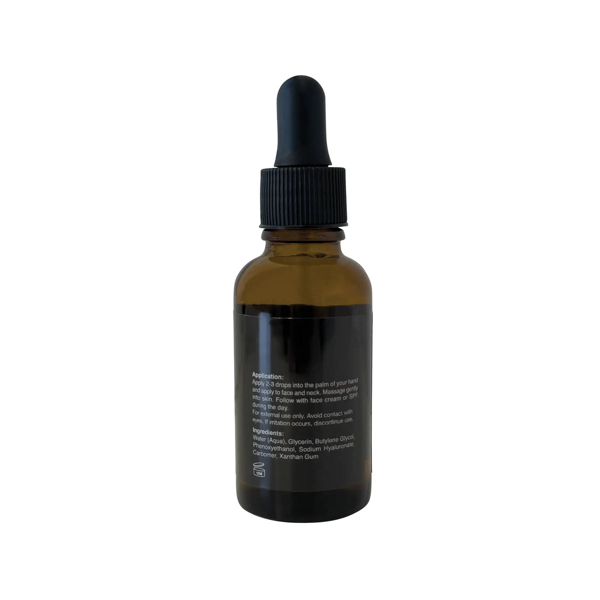 Luminara Hyaluronic Acid Serum, back label with ingredients