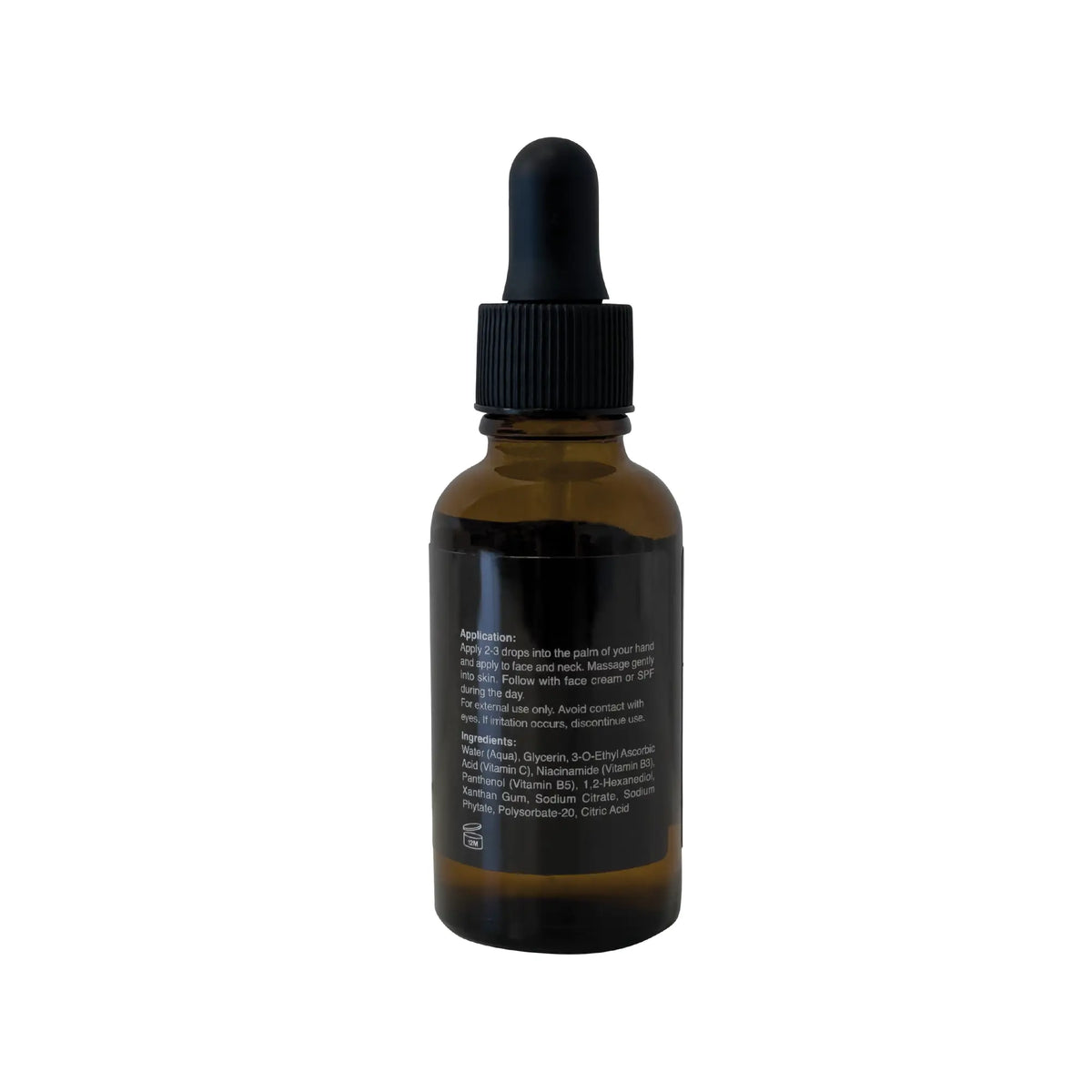 Luminara Vitamin C + Niacinamide Brightening Serum, back label with ingredients